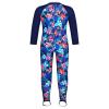 TFJH E Long Sleeve Girls Swimsuits 1pcs Rash Guard Swimsuits UV 50+ Beachwear Footed 462 Navy Flower 104/110 view 3