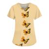 SGASY Date Night Cool Short Sleeve Top Womans Summer Tunic Pocket Scrubs Lady Thin Slim Fit Sunflower V Neck Scrub Orange 3XL view 1