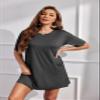 Ekouaer Sleep Shirts for Women Nightgown Short Sleeves T shirt Night Dress Round Neck Womans Nightgown with Pocket Grey L view 4