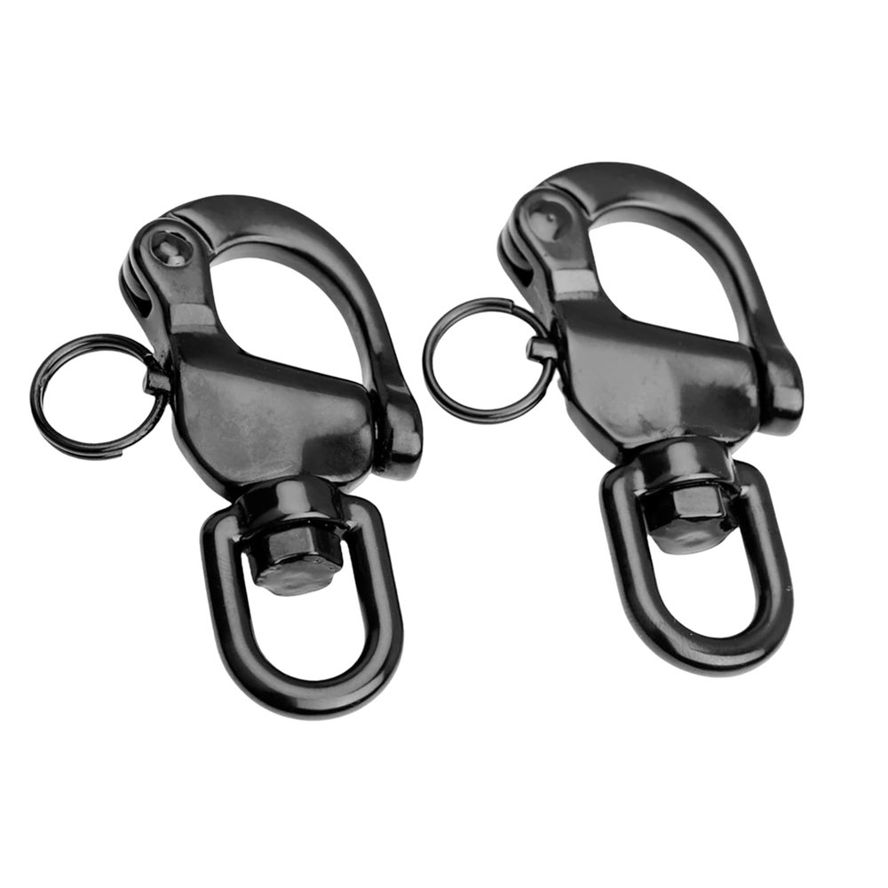NineFit Basics 2Pcs316 Stainless Steel Swivel Snap Shackle Marine Quick Release Boat Anchor Chain Eye Shackle Swivel Snap Hook for Architectural (Length:70mm,Black), sliver