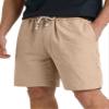 HOTake Men's Linen Shorts Casual Drawstring Elastic Waist Summer Beach Vacation Shorts Khaki L(36) view 1