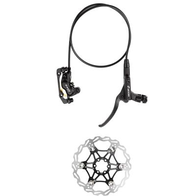 BUCKLOS Zoom MTB 4 Piston Hydraulic Disc Brakes Left Front Bike Hydraulic Brake and 203mm Stainless Steel Bike Floating Disc Brake Rotor with 6 Bolts