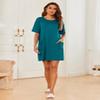 Ekouaer Sleep Shirts for Women Nightgown Short Sleeves T shirt Night Dress Round Neck Womans Nightgown with Pocket Blue Green M view 2