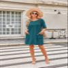 Ekouaer Sleep Shirts for Women Nightgown Short Sleeves T shirt Night Dress Round Neck Womans Nightgown with Pocket Blue Green M view 4
