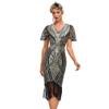 20s Flapper Dresses for Women Gold Sequin Flapper Dresses 1920s Gatsby Dress 1920s Fringe Flapper Dress with Sleeves Roaring 20s Dresses Gold + Black Medium view 3