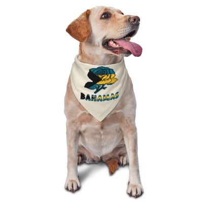Bahamas Bahamian Flag Rose Flower Dog Scarf Pet Bandana Cat Pet Bibs