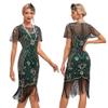 20s Flapper Dresses for Women Green Sequin Flapper Dresses 1920s Gatsby Dress 1920s Fringe Flapper Dress with Sleeves Roaring 20s Dresses Green + Gold Medium view 1