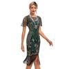20s Flapper Dresses for Women Green Sequin Flapper Dresses 1920s Gatsby Dress 1920s Fringe Flapper Dress with Sleeves Roaring 20s Dresses Green + Gold Medium view 2