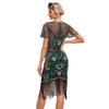 20s Flapper Dresses for Women Green Sequin Flapper Dresses 1920s Gatsby Dress 1920s Fringe Flapper Dress with Sleeves Roaring 20s Dresses Green + Gold Medium view 3