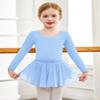 Arshiner Girls Ballet Leotards with Chiffon Dance Skirt Long Sleeve Crisscross Back Toddler Dance Outfit Combo view 2
