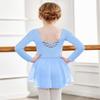 Arshiner Girls Ballet Leotards with Chiffon Dance Skirt Long Sleeve Crisscross Back Toddler Dance Outfit Combo view 4
