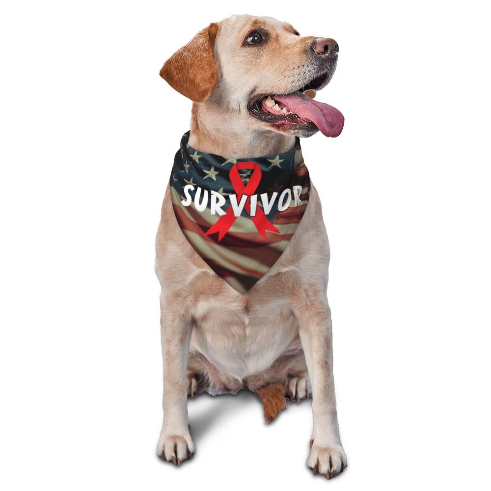 Aids Awareness Survivor Dog Scarf Pet Bandana Cat Pet Bibs
