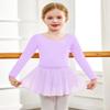 Arshiner Girls Ballet Leotards with Chiffon Dance Skirt Long Sleeve Crisscross Back Toddler Dance Outfit Combo view 2