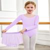 Arshiner Girls Ballet Leotards with Chiffon Dance Skirt Long Sleeve Crisscross Back Toddler Dance Outfit Combo view 3