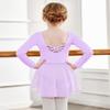 Arshiner Girls Ballet Leotards with Chiffon Dance Skirt Long Sleeve Crisscross Back Toddler Dance Outfit Combo view 4