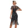 1920s Flapper Dress for Women Black Flapper Dresses 1920s Gatsby Sequin Fringe Dresses Roaring 20s Cocktail Party Vintage Sequin Flapper Dress Black + Silver 4X-Large view 3
