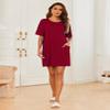 Ekouaer Sleep Shirts for Women Nightgown Short Sleeves T shirt Night Dress Round Neck Womans Nightgown with Pocket Wine Red S view 2