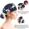 NineFit Basics Space Galaxy Cats Stars Scrub Hats Women with Buttons Adjustable Nurse Caps for Women with Scrunchie view 3
