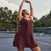 ODODOS Women's Cloud Feeling Tank Dress with Separate Shorts and Built in Bra U Back Mini Tennis Dress, Burgundy, X-Small view 3