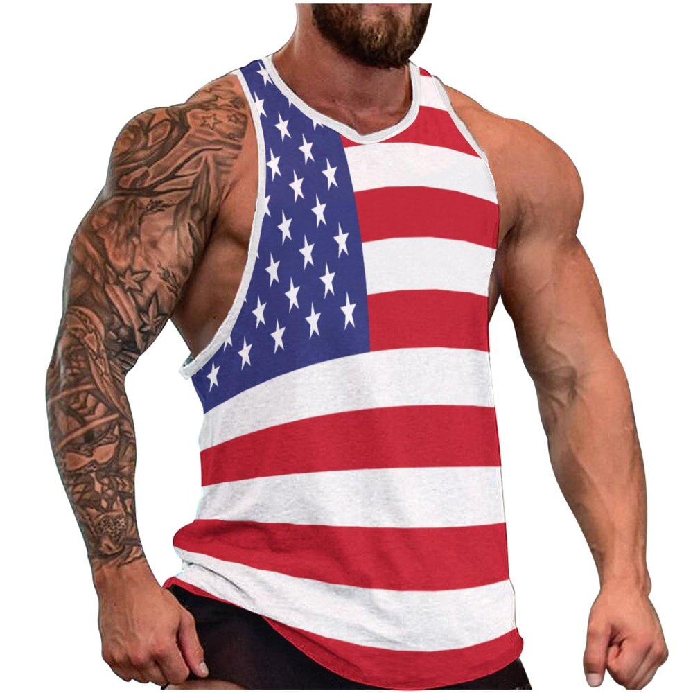 Riaeelvs Flag Men'S Tops,US Wifebeater,America Summer Tops For Women,The States Sleeveless Tops For Women