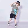 AMIMOJY Boys Summer Clothes Baby Cotton Outfit Set Dinosaur Cartoon Prints Shirt Short Sleeve Tops Casual Pants Child 2Pcs, 3-4T, C-grey1 view 2