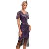 1920s Flapper Dress for Women Purple Flapper Dresses 1920s Gatsby Sequin Fringe Dresses Roaring 20s Cocktail Party Vintage Sequin Flapper Dresses Purple XX-Large view 2