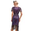 1920s Flapper Dress for Women Purple Flapper Dresses 1920s Gatsby Sequin Fringe Dresses Roaring 20s Cocktail Party Vintage Sequin Flapper Dresses Purple XX-Large view 3