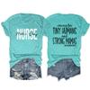 Mother and Baby Nurse Shirt for Women, Caring for Tiny Humans and Strong Mamas, Postpartum Nurse Gift, Graphic Tee Blue view 1