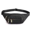 Black Watertight Women's Fanny Pack with Smoothing Zippered for Outdoor Sports and Travel view 1