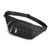 Black Watertight Women's Fanny Pack with Smoothing Zippered for Outdoor Sports and Travel view 3