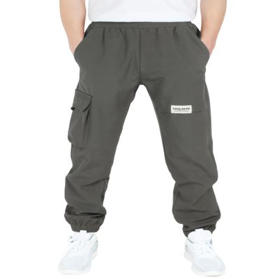 CAMLAKEE Boys' Outdoor Cargo Joggers Pants Kids Elastic Waist Water Resistant Youth Hiking Pants Grey 6-7 Years Size 130