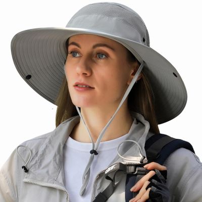HUAMULAN Wide Brim Sun Hat for Men Women UV Protection Ventilated Summer Fishing Hats for Hiking Garden Safari Beach