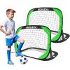 BOHEN 3.3x2.2ft Pop Up Portable Soccer Goal for Kids Outdoor Soccer Net for Backyard Set of 2(Green) view 1