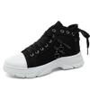 MAUGELY Women's High Top Heightened Sole Sports Causal Fashion Sneakers Canvas Shoes Black 5.5 US view 1