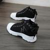 MAUGELY Women's High Top Heightened Sole Sports Causal Fashion Sneakers Canvas Shoes Black 5.5 US view 4