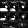 2-Pack High Lumens Rechargeable Headlamp, 7 Modes 50H Long Lasting Head Lamp, Motion Sensor Zoomable Headlamps for Adults, 90 Adjustable IP67 Waterproof Head Light for Hiking Camping Hardhat view 3
