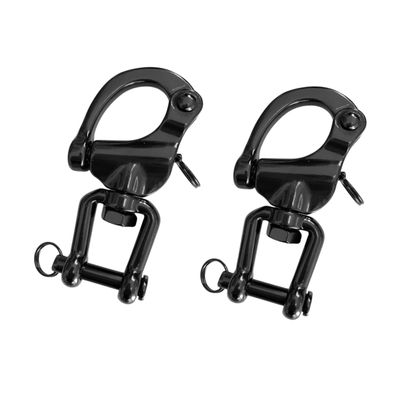 Generic 2Pcs Marine Swivel Snap Shackle 316 Stainless Steel Quick Release Diving Clips Swivel Snap Hook for Sailboat Spinnaker Halyard Yacht (Length:87mm,Black), SLIVER