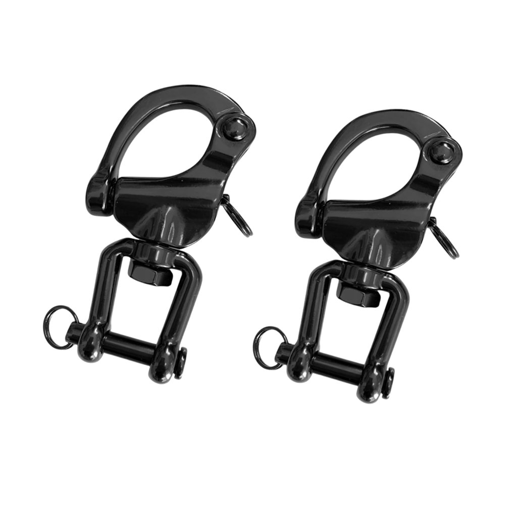 Generic 2Pcs Marine Swivel Snap Shackle 316 Stainless Steel Quick Release Diving Clips Swivel Snap Hook for Sailboat Spinnaker Halyard Yacht (Length:87mm,Black), SLIVER