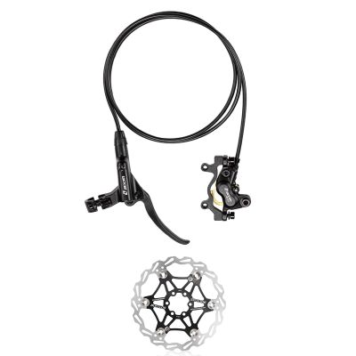 BUCKLOS Zoom MTB 4 Piston Hydraulic Disc Brakes Right Rear Bike Hydraulic Brake and 160mm Stainless Steel Bike Floating Disc Brake Rotor with 6 Bolts