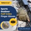 Seibertron S.O.L.A.G-HI 2.0 Half Index Finger Tactical Gloves - Touchscreen Tactical Gloves for Cycling, Motorcycle Riding, and Climbing Army Green M view 2