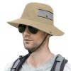 Beisto Unisex Sun Bucket Hat Wide Brim UPF 52+ Foldable Boonie Hat Fishing Hunting Hiking Beach Hat Sun Protection Cap for Men Women Khaki view 1