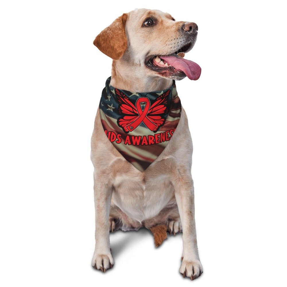 Aids Awareness Dog Scarf Pet Bandana Cat Pet Bibs