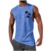NineFit Basics Men's Workout Tank Tops Gym Cut Off Sleeveless T Shirt Bodybuilding Fitness Muscle Athletic Tank Top Palm Tree Shirts Tee, XX-Large, 03-light Blue view 1