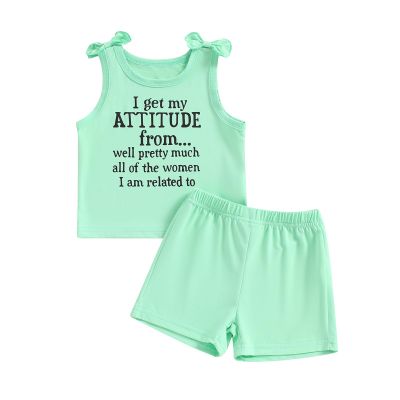 Thorn Tree Toddler Girls Shorts Set Summer Times Sleeveless T-Shirt Shorts Little Girls Clothes