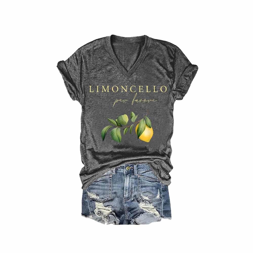 MOGUI Limoncello Per Favore T-Shirt Limoncello Per Favore Tshirt Italian Shirts for Women Funny Tank Top Loose Casual Tshirt Women Funny Gift Charcoal, X-Large