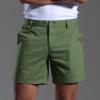 today 2024 Mens 5 Inch Shorts Lightweight Solid Cotton Linen Shorts Summer Casual Buckle Zipper Athletic Gym Beach Shorts Peime shorts casual cotton drawstring men Green L view 2