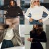Ekouaer 3 Pack Turtleneck Shirt Women Long Sleeve Mock Neck Thermal Base Layer Slim Fit Soft Stretch Undershirts Tops Brown/Light Gray/White L view 2