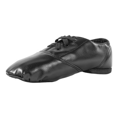 Black Lace Up Jazz Shoes PU Leather Oxford Dance Sneaker for Women Theater Class Boots(7, Black)