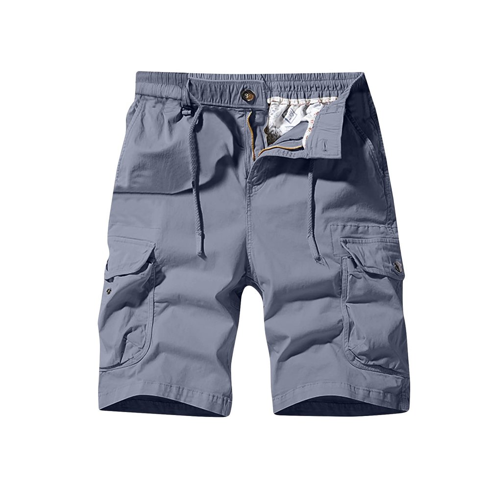 Muscularfit Big and Tall Shorts for Men 2024 Fashion Elastic Waist Drawstring Cargo Shorts Multi Pockets Summer Beach Shorts Shorts for Men Casual Summer Cotton Gray XL
