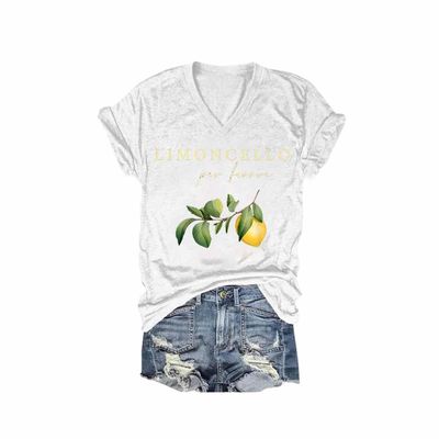 MOGUI Limoncello Per Favore Sweatshirt Limoncello Per Favore Tee Lemon Clothing Funny Saying Print Cute Graphic Tee Shirt Casual Loose Top, Medium, White